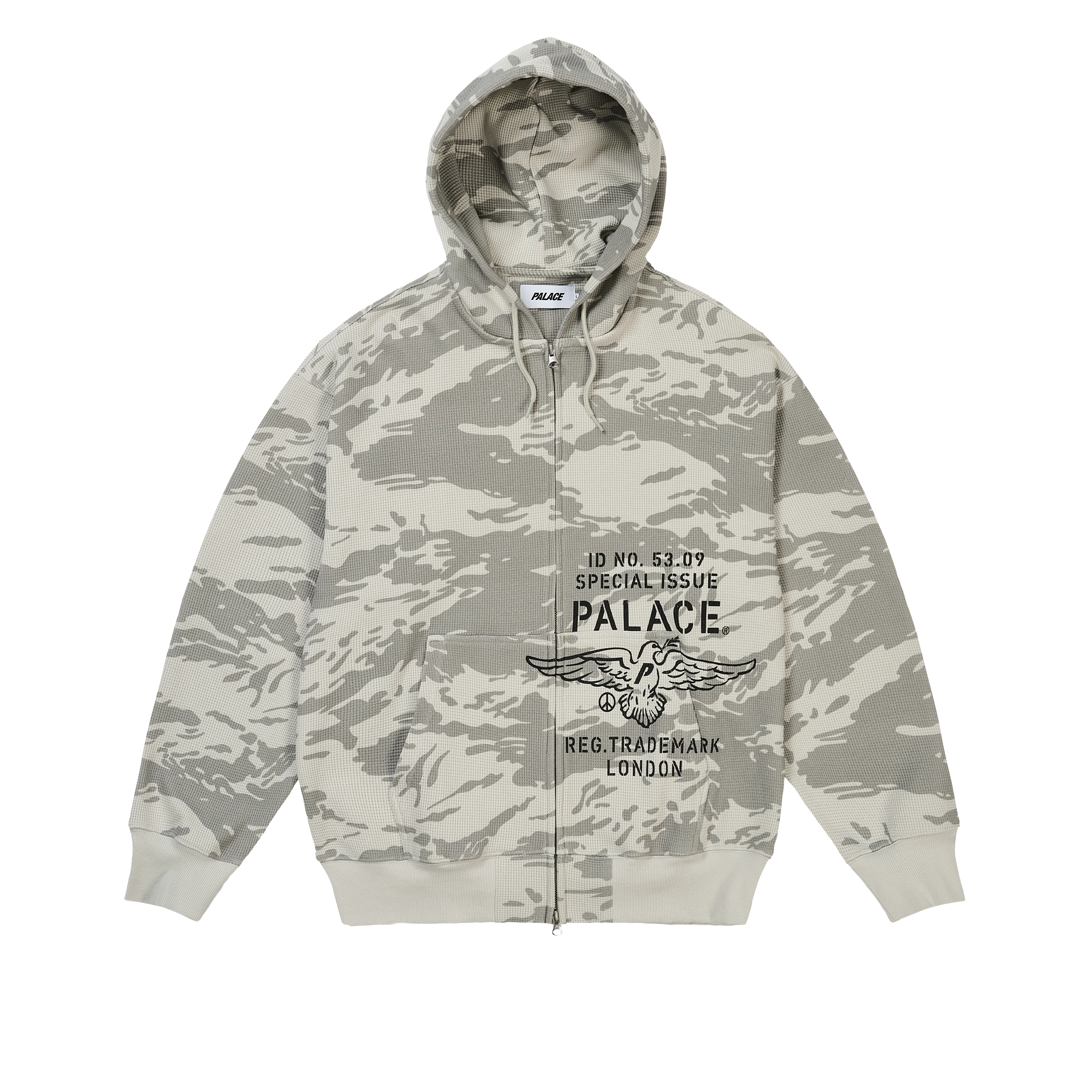 DOVE STAMP WAFFLE ZIP HOOD SNOW CAMO