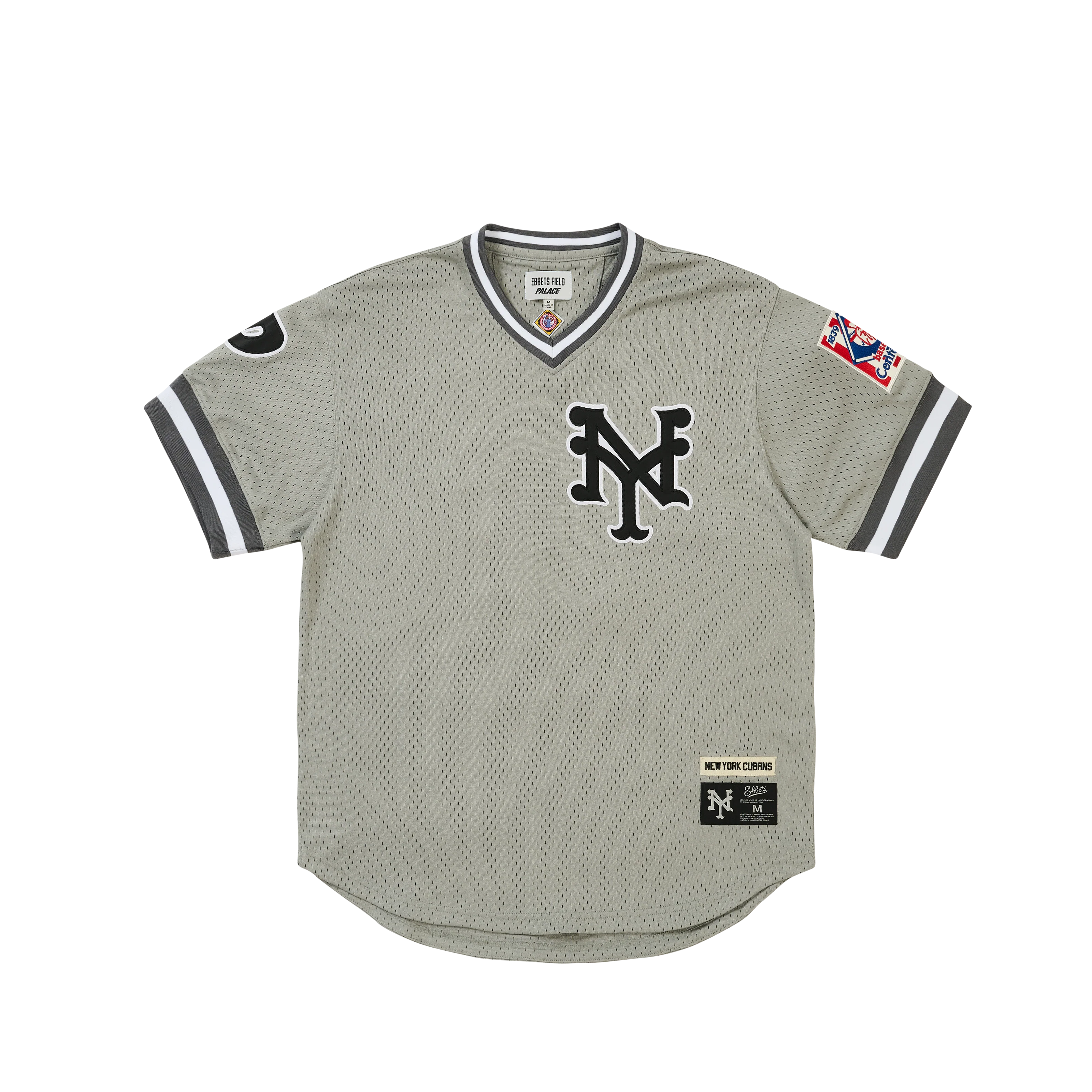 PALACE NEW YORK CUBANS MESH V-NECK JERSEY GREY